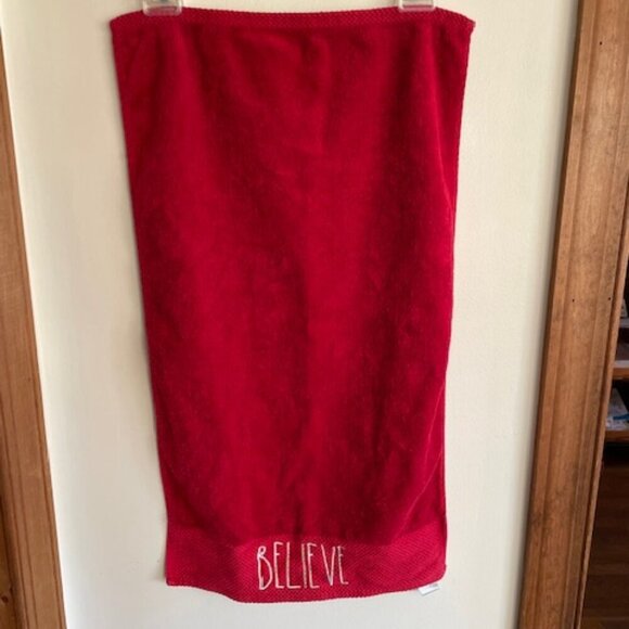 RAE DUNN Believe Red Cotton Hand Towel - Picture 3 of 12